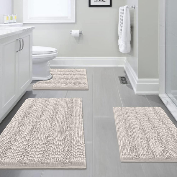 Belleze Microfiber Bath Rug Set with Non-Slip Backing | Wayfair